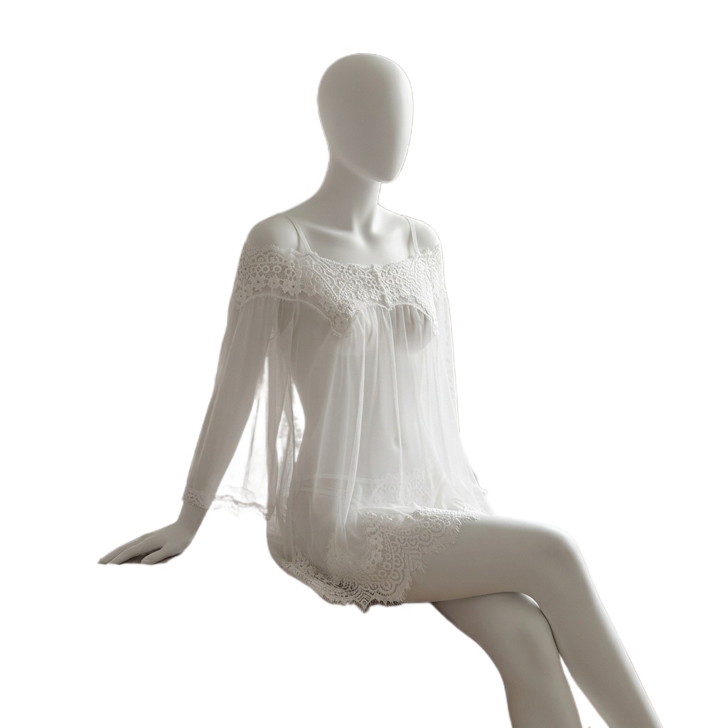 Lencería de encaje negro con d - Babydoll Chemise Night reseña y precio