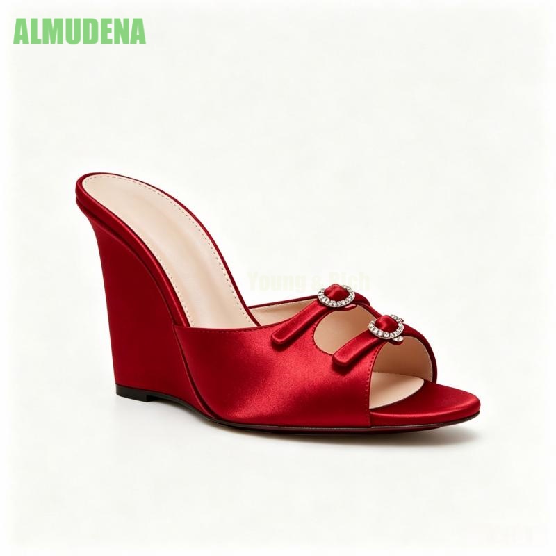 Sandalias de tacón de cuña par - Slip Dress Satin reseña y precio